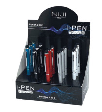 Penna a sfera mini I-PEN 2 in1 - puntale touch - colori assortiti - Lebez - expo 15 pezzi Penna a sfera mini I-PEN 2 in1 - puntale touch - colori assortiti - Lebez - expo 15 pezzi