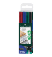 Pennarello Multimark universale permanente con gomma  - punta media 1,0mm - astuccio 4 colori - Faber-Castell