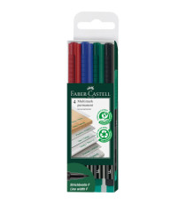 Pennarello Multimark universale permanente con gomma - punta fine 0,6 mm - astuccio 4 colori - Faber-Castell