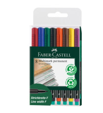 Pennarello Multimark universale permanente con gomma - punta fine 0,6mm - astuccio 8 colori - Faber-Castell Pennarello Multimark universale permanente con gomma - punta fine 0,6mm - astuccio 8 colori - Faber-Castell