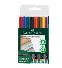 Pennarello Multimark universale permanente con gomma - punta fine 0,6mm - astuccio 8 colori - Faber-Castell