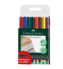 Pennarello Multimark universale permanente con gomma - punta superfine 0,4mm - astuccio 8 colori - Faber-Castell