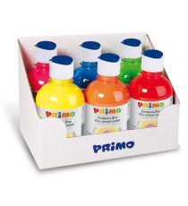 Tempera brillante fluorescente - 300ml - colori fluo assortiti - Primo - box 6 colori
