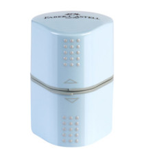 Temperamatite Grip 2001 con contenitore - 3 fori - sky blue - con doppio serbatoio - Faber-Castell