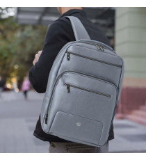 Zaino slim Gate Trended - 28 x 38 x 10 cm - ecopelle - azzurro - In Tempo