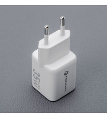 Caricabatterie da muro USB-A e USB-C type-c 35W 3A Forcell F-Energy Mini GaN III VT-35C bianco caricatore PD e Quick Charge 4.0