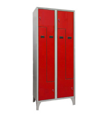 Armadio spogliatoio in metallo salvaspazio - a 2 ante a L - 80 x 50 x 195 cm - grigio/rosso - Fasma
