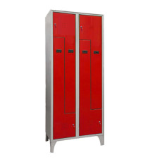 Armadio spogliatoio in metallo salvaspazio - a 2 ante a L - 80 x 50 x 195 cm - grigio/rosso - Fasma