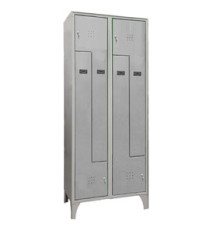Armadio spogliatoio in metallo salvaspazio - a 4 ante a L - 80 x 50 x 195 cm - grigio - Fasma
