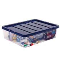 Contenitore multiuso Bankers Box - 32 x 40 x 11 cm - 12 L - PP - con coperchio blu - trasparente - Fellowes