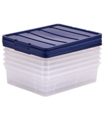 Contenitore multiuso Bankers Box - 32 x 40 x 11 cm - 12 L - PP - con coperchio blu - trasparente - Fellowes