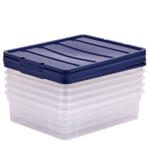 Contenitore multiuso Bankers Box - 32 x 40 x 11 cm - 12 L - PP - con coperchio blu - trasparente - Fellowes