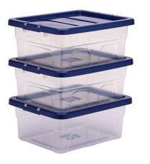 Contenitore multiuso Bankers Box - 32 x 40 x 17 cm - 15 L - PP - con coperchio blu - trasparente - Fellowes