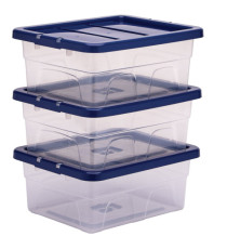 Contenitore multiuso Bankers Box - 32 x 40 x 17 cm - 15 L - PP - con coperchio blu - trasparente - Fellowes