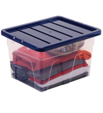 Contenitore multiuso Bankers Box - 37 x 40 x 24,5 cm - 22 L - PP - con coperchio blu - trasparente - Fellowes