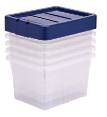 Contenitore multiuso Bankers Box - 37 x 40 x 24,5 cm - 22 L - PP - con coperchio blu - trasparente - Fellowes