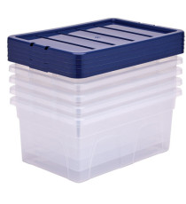 Contenitore multiuso Bankers Box - 37 x 56 x 25 cm - 38 L - PP - con coperchio blu - trasparente - Fellowes