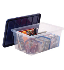 Contenitore multiuso Bankers Box - 37 x 56 x 25 cm - 38 L - PP - con coperchio blu - trasparente - Fellowes