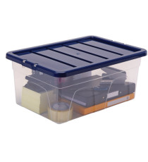 Contenitore multiuso Bankers Box - 37 x 56 x 25 cm - 38 L - PP - con coperchio blu - trasparente - Fellowes