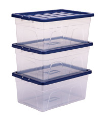 Contenitore multiuso Bankers Box - 37 x 56 x 25 cm - 38 L - PP - con coperchio blu - trasparente - Fellowes