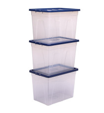 Contenitore multiuso Bankers Box - 38 x 56 x 41 cm - 64 L - PP - con coperchio blu - trasparente - Fellowes
