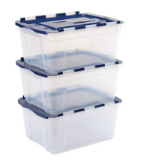 Contenitore multiuso Bankers Box - 43 x 59 x 28 cm - 45 L - PP - con coperchio a cerniera blu - trasparente - Fellowes