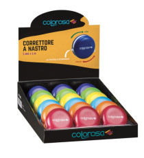 Correttore a nastro - 5 mm x 6 mt - colori assortiti - Colorosa - expo 18 pezzi Correttore a nastro - 5 mm x 6 mt - colori assortiti - Colorosa - expo 18 pezzi