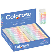 Gomma Pastel - 6,2 x 1,2 x 2,2 cm - vinile - Colorosa - conf. 20 pezzi
