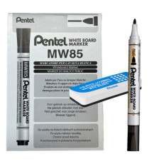 Marcatore white board MW85 - nero - Pentel - bundle 12 pezzi + cancellino magnetico
