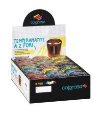 Temperamatite - a 2 fori - colori assortiti - Colorosa - expo 18 pezzi Temperamatite - a 2 fori - colori assortiti - Colorosa - expo 18 pezzi