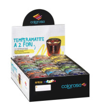 Temperamatite - a 2 fori - colori assortiti - Colorosa - expo 18 pezzi Temperamatite - a 2 fori - colori assortiti - Colorosa - expo 18 pezzi
