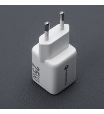 Caricabatterie da muro USB-A e USB-C type-c 25W 3A Forcell F-Energy Mini GaN III VT-25B bianco caricatore PD e Quick Charge 4.0