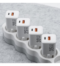 Caricabatterie da muro USB-A e USB-C type-c 25W 3A Forcell F-Energy Mini GaN III VT-25B bianco caricatore PD e Quick Charge 4.0