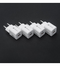 Caricabatterie da muro USB-A e USB-C type-c 30W 3A Forcell F-Energy Mini GaN III VT-35 bianco caricatore PD e Quick Charge 4.0