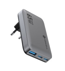 Caricabatterie da muro ultraslim 2 USB-C type-c e 1 USB-A 65W 4A Forcell F-Energy GaN III VT-47 caricatore PD e Quick Charge 4.0