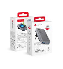 Caricabatterie da muro ultraslim 2 USB-C type-c e 1 USB-A 65W 4A Forcell F-Energy GaN III VT-47 caricatore PD e Quick Charge 4.0