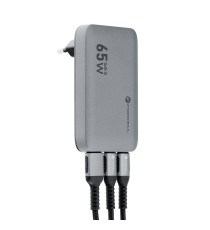 Caricabatterie da muro ultraslim 2 USB-C type-c e 1 USB-A 65W 4A Forcell F-Energy GaN III VT-47 caricatore PD e Quick Charge 4.0