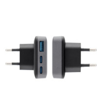 Caricabatterie da muro ultraslim 2 USB-C type-c e 1 USB-A 65W 4A Forcell F-Energy GaN III VT-47 caricatore PD e Quick Charge 4.0