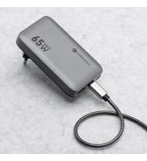 Caricabatterie da muro ultraslim 2 USB-C type-c e 1 USB-A 65W 4A Forcell F-Energy GaN III VT-47 caricatore PD e Quick Charge 4.0