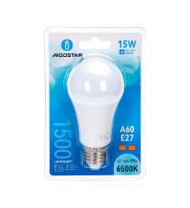 Lampadina led A60 15W attacco E27 1500 lumen - 6500K luce fredda - misura D60xH119mm equivale 99w incandescenza