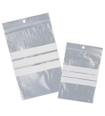 Sacchetti zip - con bande scrivibili e foro - 8 x 12 cm - 50 micron - PE - Viva - conf. 100 pezzi