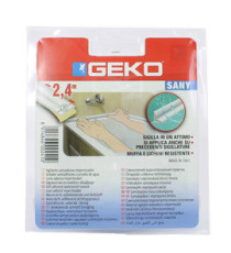 Sigillante adesivo SANY - per doccia e lavabi - 4 cm x 2,4 m - PE - bianco - Geko Sigillante adesivo SANY - per doccia e lavabi - 4 cm x 2,4 m - PE - bianco - Geko