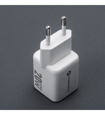 Caricabatterie da muro USB-A e USB-C type-c 20W 3A Forcell F-Energy Mini GaN III VT-35A bianco caricatore PD e Quick Charge 4.0