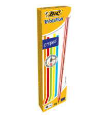 Matite grafite Evolution Stripes - gradazione HB - colori assortiti - Bic - scatola 12 pezzi