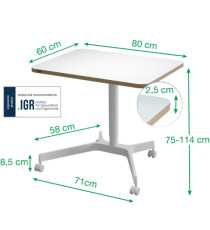 Scrivania Compatta pneumatica Sit-Stand - mobile - 80 x 60 x 75 cm - bianco - Leitz Scrivania Compatta pneumatica Sit-Stand - mobile - 80 x 60 x 75 cm - bianco - Leitz