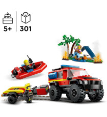 Lego City - Fuoristrada antincendio e gommone di salvataggio - Lego 60412 Rimorchio per Barca, 2 Vigili del Fuoco Anni 5+ 301pz Lego City - Fuoristrada antincendio e gommone di salvataggio - Lego 60412 Rimorchio per Barca, 2 Vigili del Fuoco Anni 5+ 301pz