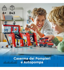 Lego City - Caserma dei pompieri e autopompa - Lego 60414 6 Minifigure, Cane e Accessori Anni 6+ 843pz Lego City - Caserma dei pompieri e autopompa - Lego 60414 6 Minifigure, Cane e Accessori Anni 6+ 843pz