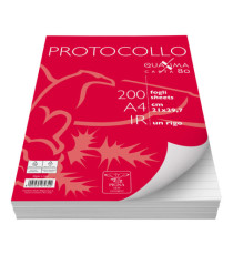Fogli protocollo Quaxima - A4 - 1 rigo - 80 gr - Pigna - conf. 200 pezzi