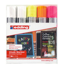 Marcatore a gesso liquido 4090 - punta scalpello - da 4 a 15mm - Edding - astuccio 5 pezzi Marcatore a gesso liquido 4090 - punta scalpello - da 4 a 15mm - Edding - astuccio 5 pezzi