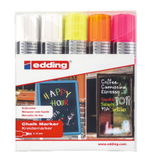 Marcatore a gesso liquido 4090 - punta scalpello - da 4 a 15mm - Edding - astuccio 5 pezzi Marcatore a gesso liquido 4090 - punta scalpello - da 4 a 15mm - Edding - astuccio 5 pezzi